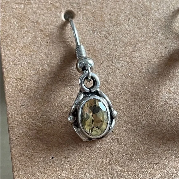 Vintage reclaimed Earrings pendant is 925 silver with Citrine - Picture 2 of 3